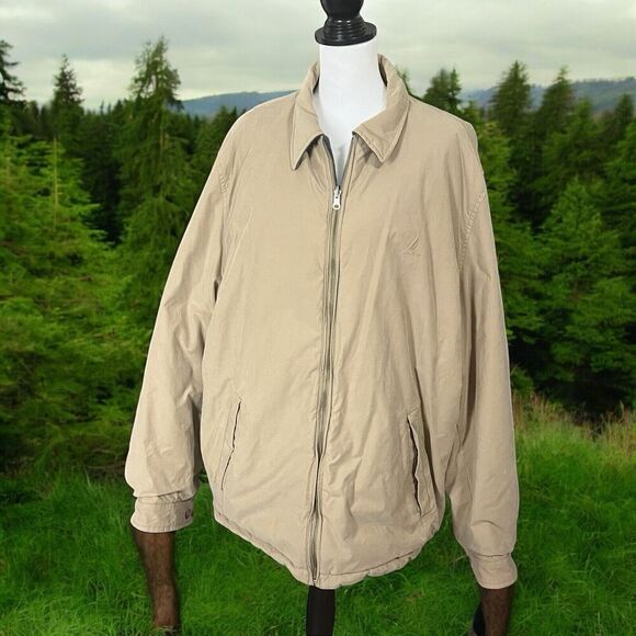 Nautica Mens Jacket‎ Coat Gray Tan Pockets Reversible Wool Blend Size XXL - Picture 1 of 9